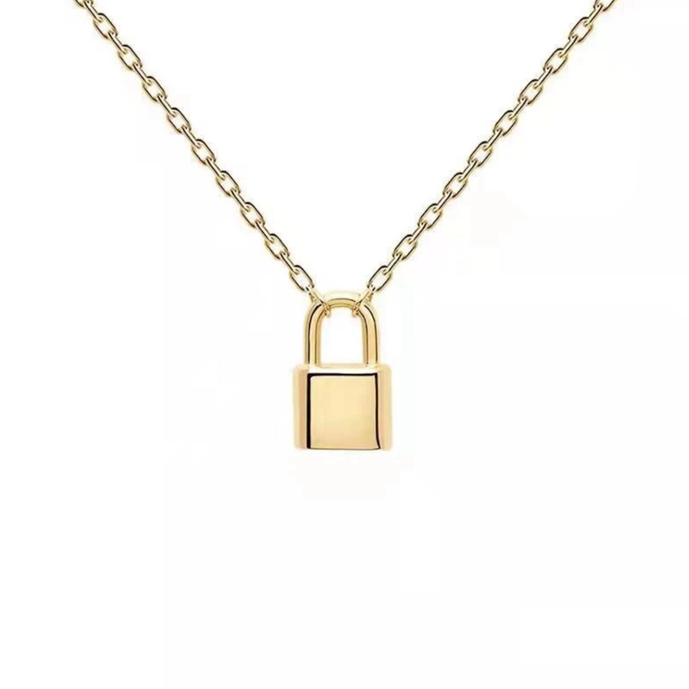 🐘🐘 18K Gold Plated Lock Pendant Necklace - Picture 4 of 13